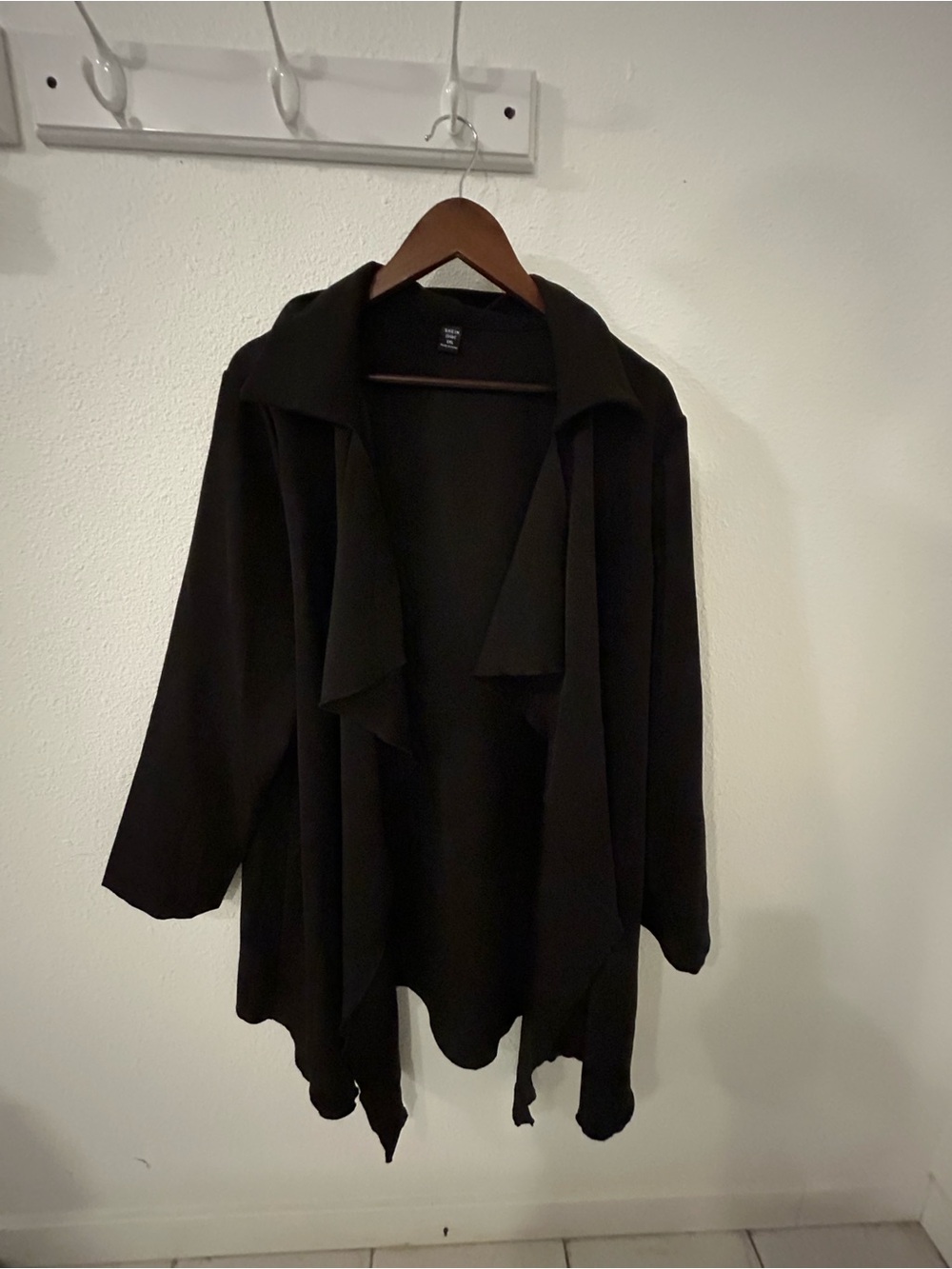SHEIN Black Draped Open-Front Cardigan